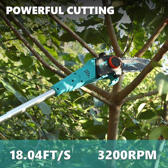 8-Inch Cordless Pole Saws 20V Electric Pole Saw for Tree Trimming Pole Chainsaw with 2.0Ah Battery & Charger 9.5 Ft MAX Reach Pole Chainsaw for Branch Cutting