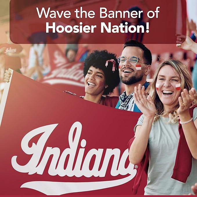 Indiana Hoosiers College Sports Printed Flag - NCAA Licensed - Nylon - School Banner (White, Red) (4' x 6')