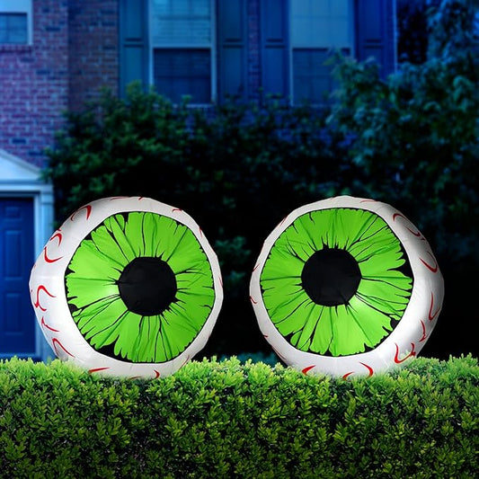 Joiedomi 2 Packs Halloween Inflatables Large Set of Eyes Decoration Blow Ups Green Eyes for Yard 3 Ft Inflatable Halloween Decor Outdoor with LEDs Party Supplies Blow up Decoration for Indoor, Outdoor