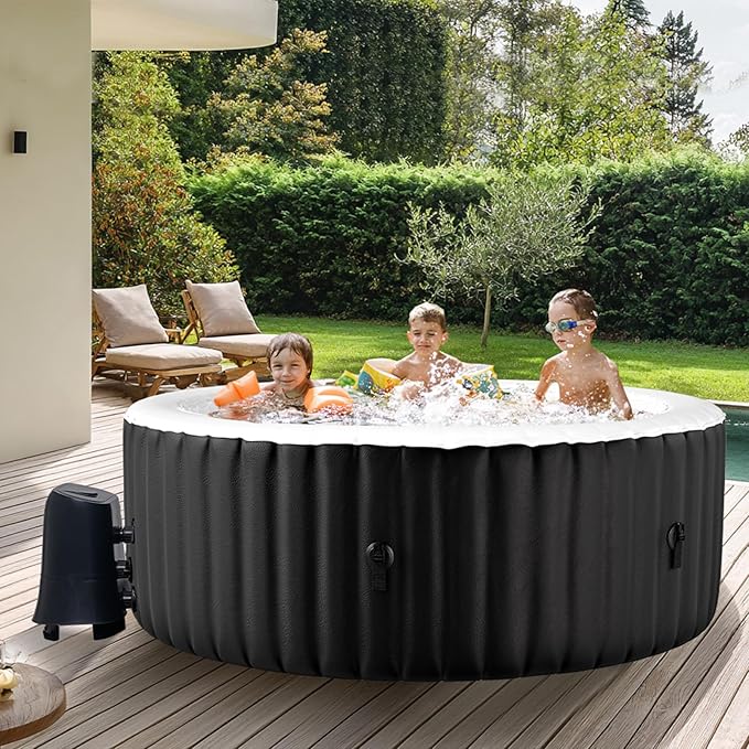 NAIZEA Inflatable Hot Tub - Outdoor Hot Tubs 2 to 4 Person, Portable Blow Up Spa Square Portable Hot Tub, 120 Soothing Bubble Air Jets, Cover, 2 Filter, 240 Gallon(71" X 71" X25")