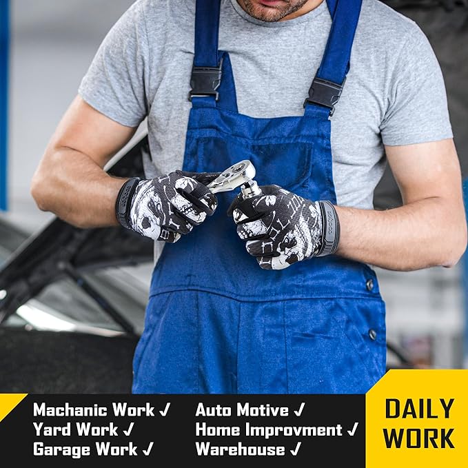 COOLJOB Touchscreen Utility Mechanic Safety Work Gloves For Men with Grip, Breathable, Ultra-Soft, Lightweight，S-XL