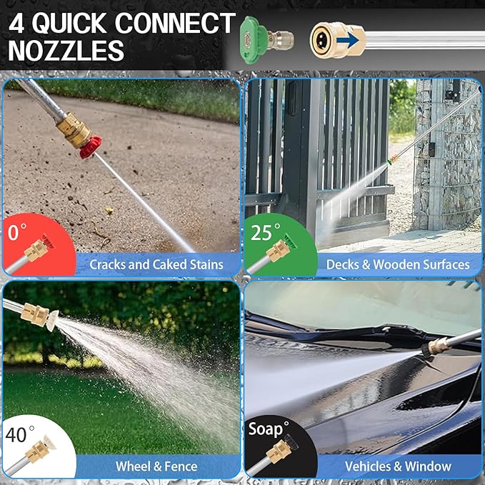 Gas Pressure Washer, 3500PSI Gas Power Washers 209CC 2.3GPM High Pressure Washers with 25FT Hose, 4 Quick-Connect Nozzles, Soap Tank, Axial Pump, Portable Pressure Washer Gas Powered for Car