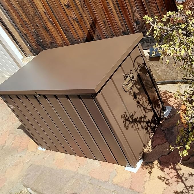 PURPLE LEAF Outdoor Deck Box 120 Gallon Waterproof Lockable Storage Box Container with Lid Deck Organization for Patio Cushions Side Table Pool Accessories Garden Tools, Brown