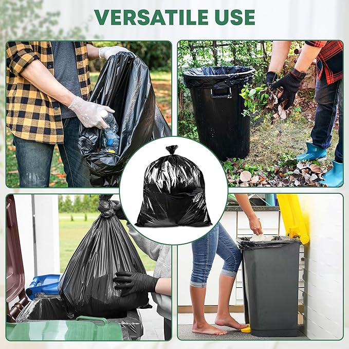 65 Gallon Contractor Heavy Duty Garbage Bags | 50 Bags w/Ties | X-Large 3 MIL Thickness | For Large Commercial Jobs | Construction Clean Up | Trash bags for Yard Clean up - TrashMaster (50)