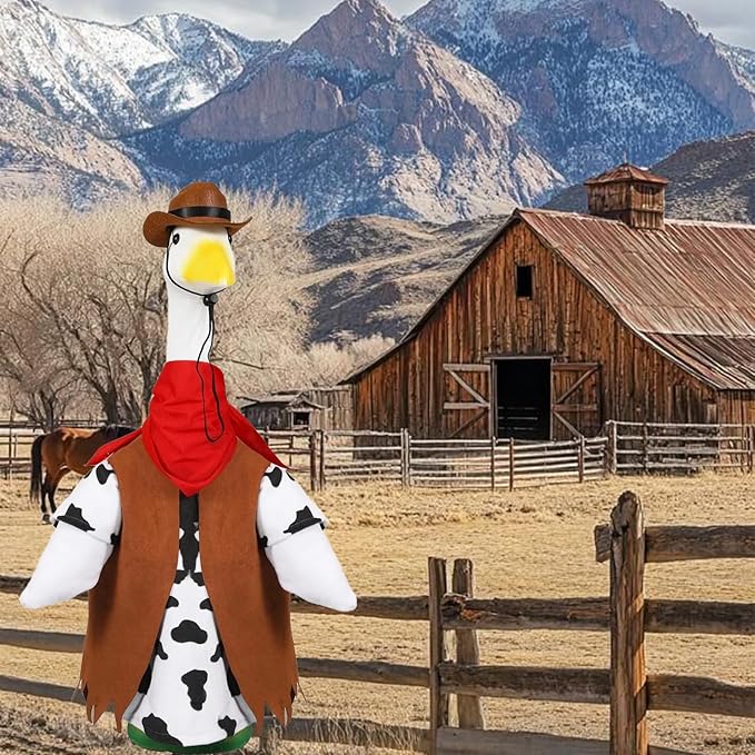 Porch Goose Outfits for 23" Plastic Porch Goose Cowboy Outfit Goose Clothes for Cement Goose for Indoor Outdoor Garden Yard Lawn Patio Art Decor(NZZ)