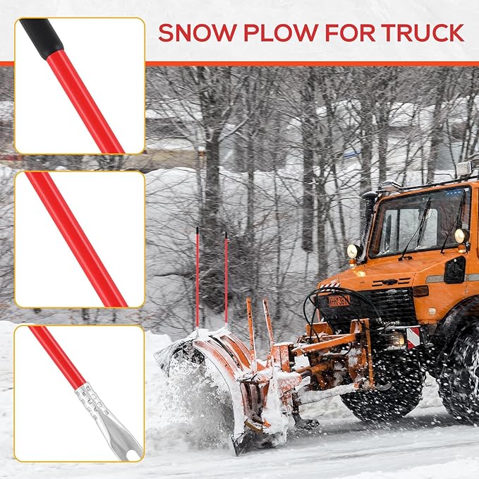 Lasnten 4 Pcs 36 Inch Snow Plow Blade Markers Guide Kit Steel Wire Inside Bolt on Bumper Guides High Visibility Easy Installation for ATV Western Snowplows(Red)