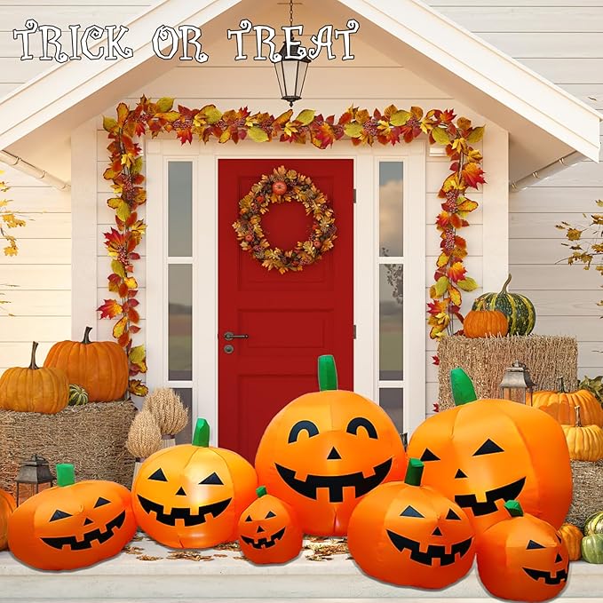 7.5 FT Halloween Inflatables Decorations Pumpkin, Halloween Decorations Outdoor, Build-in LED Light Set, Halloween Blow Ups Inflatables for Yard Lawn Garden Décor Party Holiday