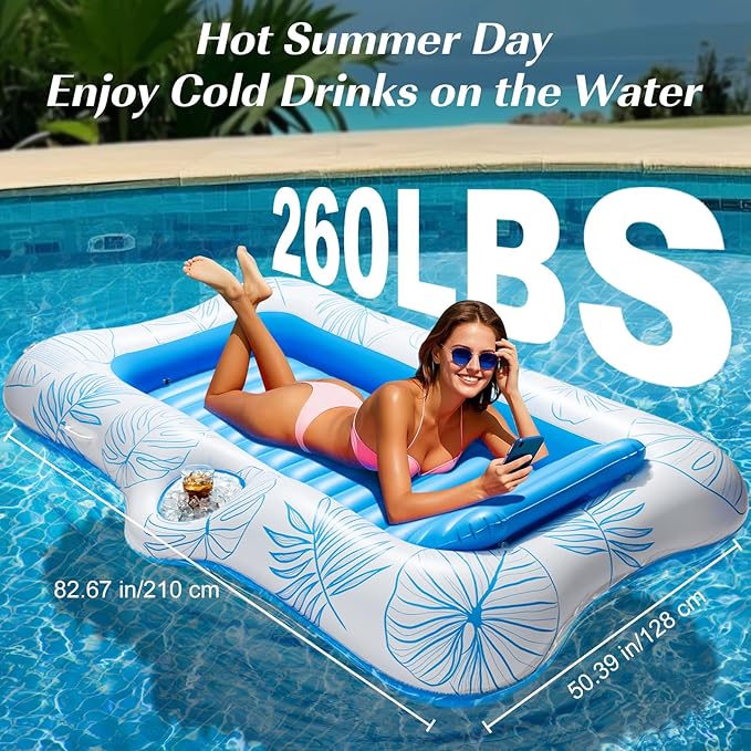HeySplash Pool Lounger Float for Adult, Inflatable Pool Floats Bed Cooling Contour Lounger Rafts, Water Rafts for Lake, Outdoor Beach Pool Party