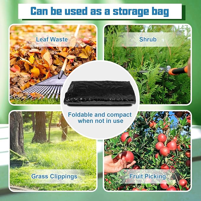 MyLifeUNIT Compost Bins Outdoor, Composting Bin for Outside Garden, Reusable Garden Yard Waste Bag, 34 Gallon (2 Pack, Black)