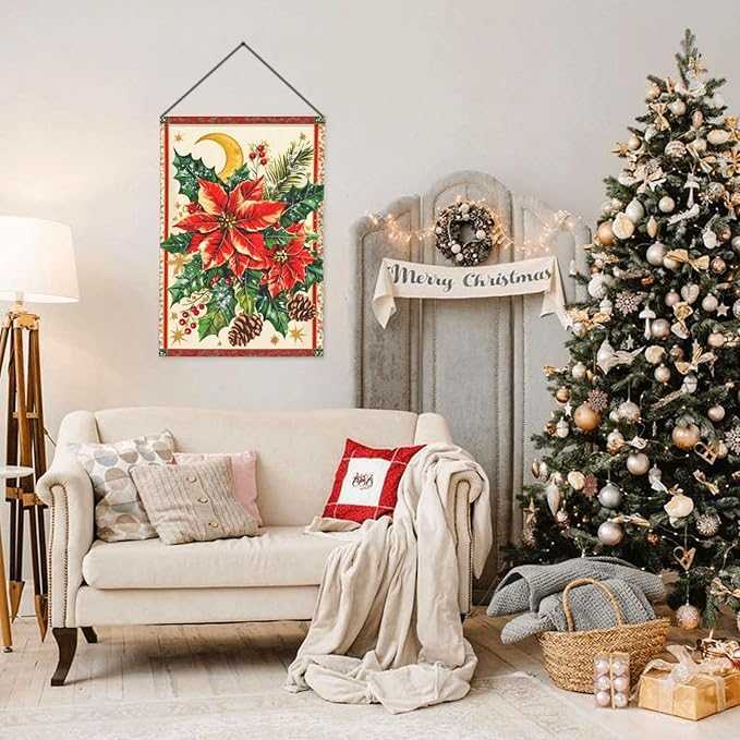 Christmas Garden Flag Vertical Double Sided Outdoor Yard Flags 12.5x18 Inch Burlap Banners for House Lawn