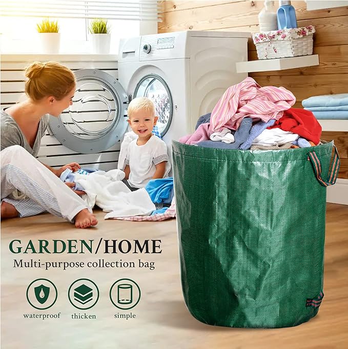 kingsea 2 Pack Reusable Garden Waste Bags,Heavy Duty Yard Waste Bag with Dual Handles,Lawn Pool Garden Leaf Bag for Collecting Leaves Grass Clippings Yard Debris (72 Gallon)