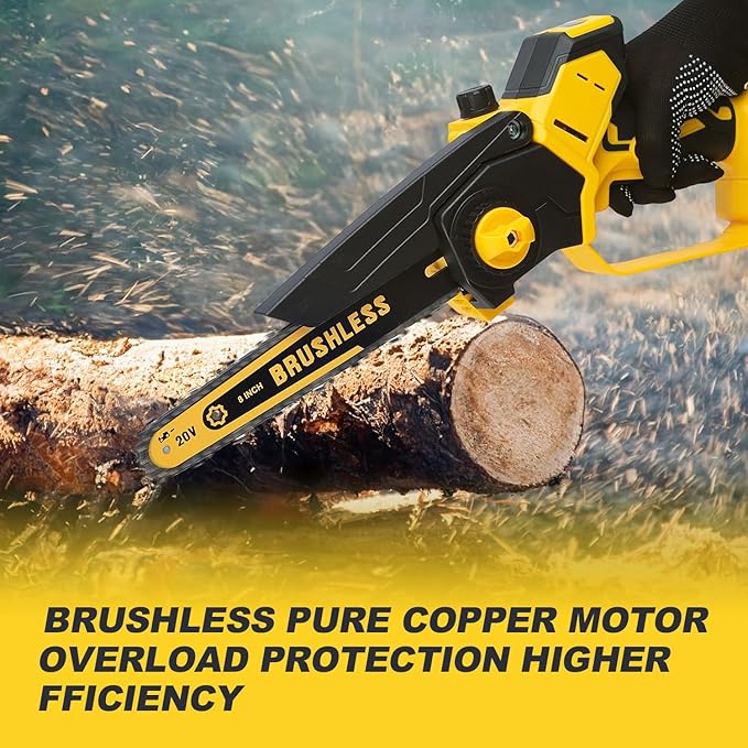 Cordless Mini Chainsaw 8 Inch for Dewalt 20V MAX Battery Powered (NO Battery), Electric Cordless Hand Chainsaw, Portable Small Rechargeable Pruning Chain Saw for Wood Cut Tree Trimming