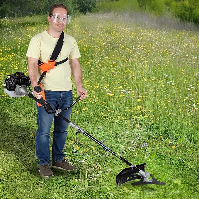 52CC Gas Powered Lawn Mower & Weed Trimmer for Large Yards, High-Power Engine, Easy Start, Durable Brush Cutter, DIY Yard Maintenance, All-Season Use