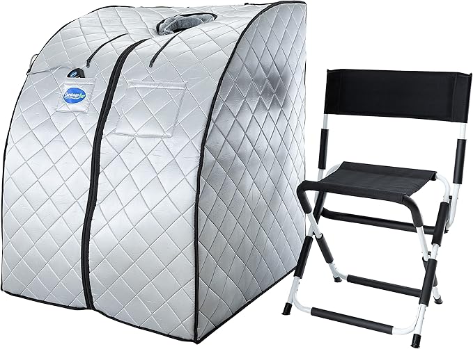 Durasage Ultra Low EMF Infrared Sauna Box – Portable Sauna with Heated Footpad & Chair, Personal Home Spa for, Stress Relief, Weight Loss & Skin Rejuvenation, Foldable, Easy Setup & Remote Control