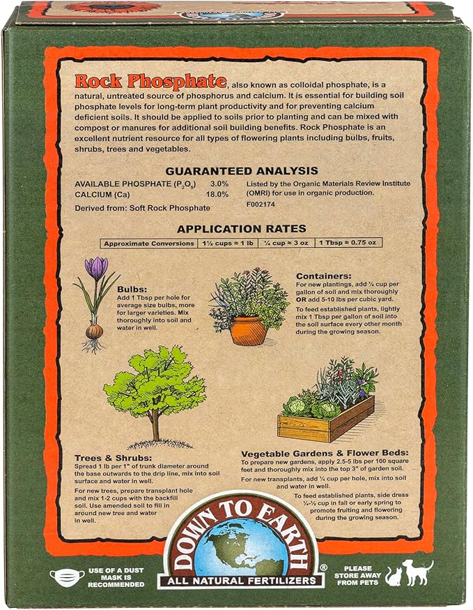 Down To Earth All Natural Fertilizers Organic Rock Phosphate Mix 0-3-0, 5 lb