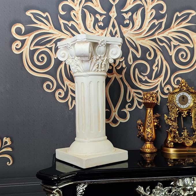 Classical Greek Ionic Order Column with Retro Old Style for Indoor Outdoor Garden Decor or Display Pedestal Pillar Stand for Plants and Sculptures,White
