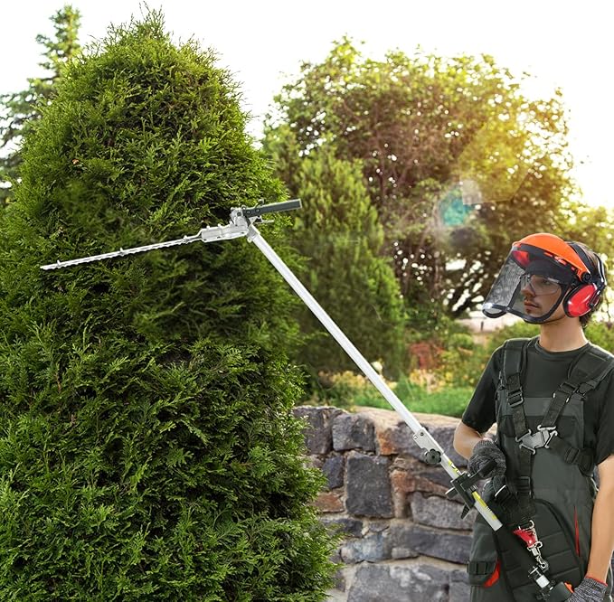 VEVOR Gas Hedge Trimmer 2 Cycle with Extension Pole, 15.7-inch 26cc Gas Powered Pole Hedge Trimmer with Dual Sided Dual Action Blade, Great for Trimming Shrubs, Bushes, w/EPA, CE and EMC Certification
