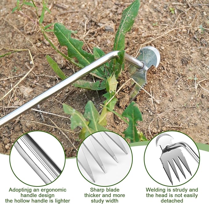 LANBOUY Weed Rake Puller Gardening Weed Garden Hand Weed Puller Tool, Yard Weed Puller Gardening Small Weeding Rake, for Lawn Farm Farming Remover Weed Puller