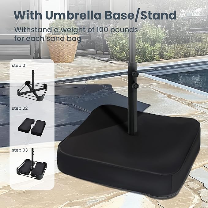 PHI VILLA 15ft Large Patio Umbrella with Solar Lights, Double-Sided Outdoor Market Rectangle Umbrellas with 36 LED Lights, Umbrella Base (Stand) Included, Golden Yellow