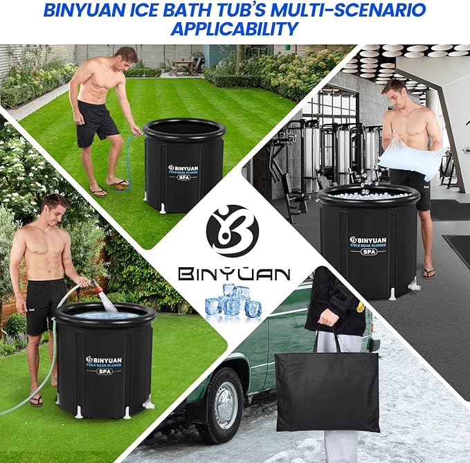 BINYUAN XL Ice Bath Tub for Athletes With Cover 99 Gal Cold Plunge Tub for Recovery, Multiple Layered Portable Ice Bath Plunge Pool Suitable for Gardens, Gyms and Other Cold Water Therapy Training