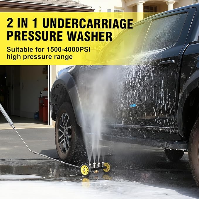 RAYNEL 16'' Pressure Washer Undercarriage Cleaner and Water Broom Attachment with 3 Pcs Extension Wands and 8 Nozzles - 4000PSI, 1/4'' Connector - for Electric and Gas Power Washers