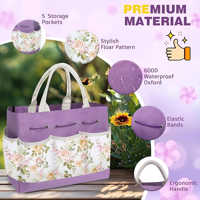 22Pcs Gardening Tools Set for Women Heavy Duty Garden Hand Tools Yard Work Tools Gardener Gifts Gardening Accessories with Tools Bag/Shovel/Mat/Plant Labels/Gloves