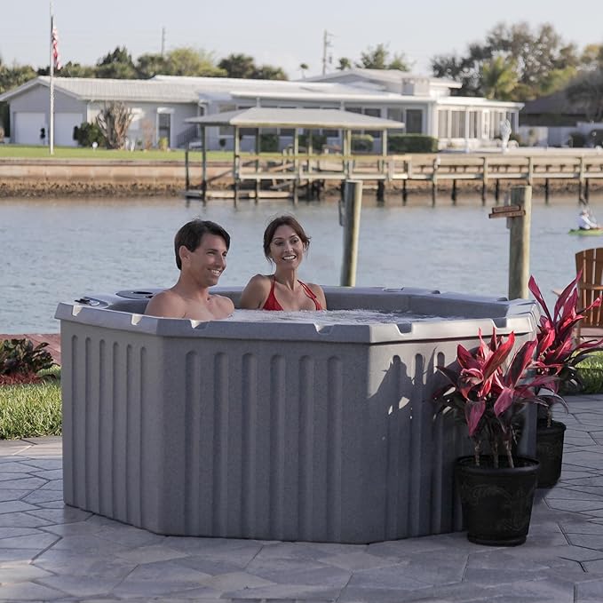 AquaLife Invi 5-Person Hot Tub with 11 Hydro Jets, LED Lighting & Insulated Cover – Non-Lounger Spa for Relaxation & Therapy