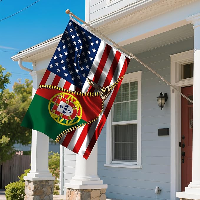 Vintage American America Usa Portugal Portuguese Flags For Outside Yard 3x5 Ft Double Sided Printed 100d Polyester Lightweight Garden Welcome Outdoor Banner Brass Grommets