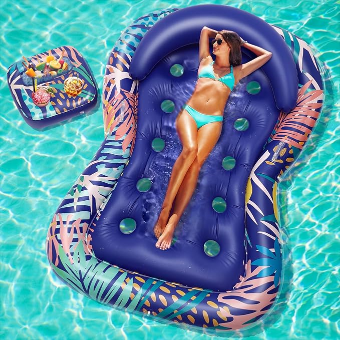 HeySplash Pool Lounger Float for Adult, Inflatable Pool Floats Bed Cooling Contour Lounger Rafts, Water Rafts for Lake, Outdoor Beach Pool Party