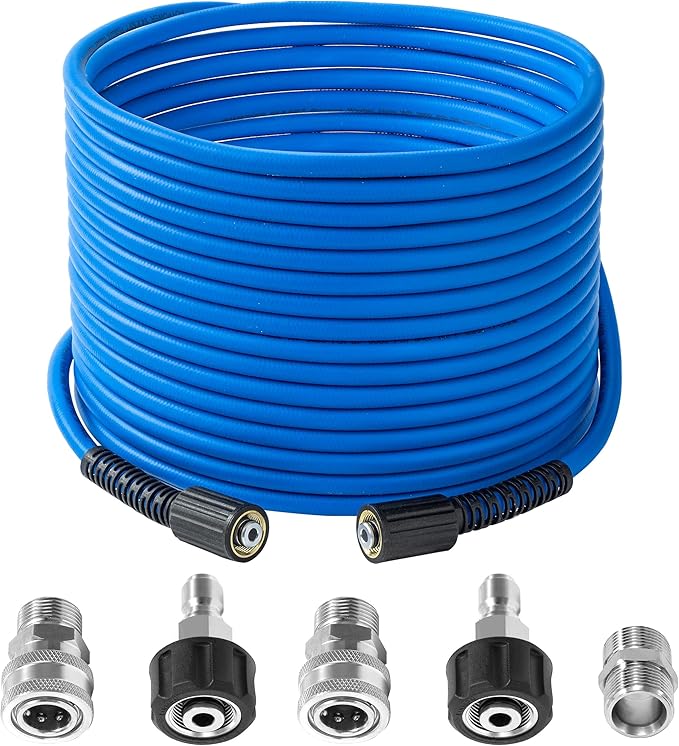 Upgrade Pressure Washer Hose – 1/4" X 50 FT Power Washer Extension Hose – Kink & Wear Resistant High Pressure Hose for Replacement – Compatible with M22 Fittings Stainless Steel– 3600PSI