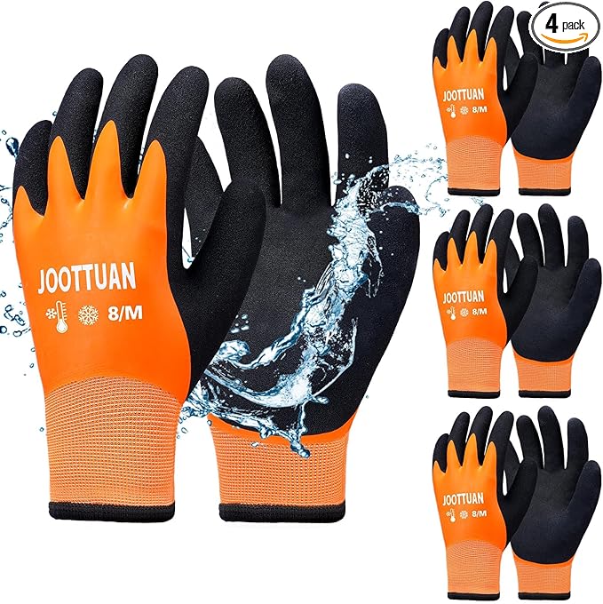 4 Pairs Waterproof Winter Work Gloves for Men Thickened Freezer Gloves Thermal Insulated Work Gloves for Cold Weather (4, Medium)