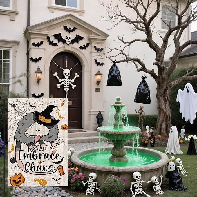 Funny Opossum Garden Flags Seasonal Flags Set of 11 Double Sided Holiday Farmhouse Outdoor Yard Lawn Home Decorations 12.5x18 Inch