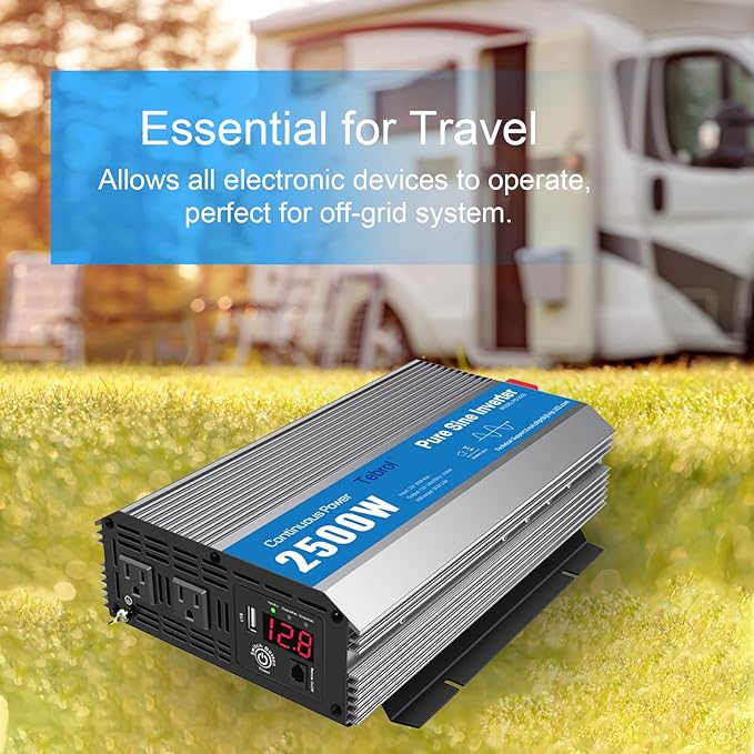 2500 Watt Inverter Pure Sine Wave RV Truck Solar Inverter 2000W Inverter DC to AC 12 V to 120V Inverter for Home RV Vehicles soalr Panels Converter 12V to 110V with Remote Controller