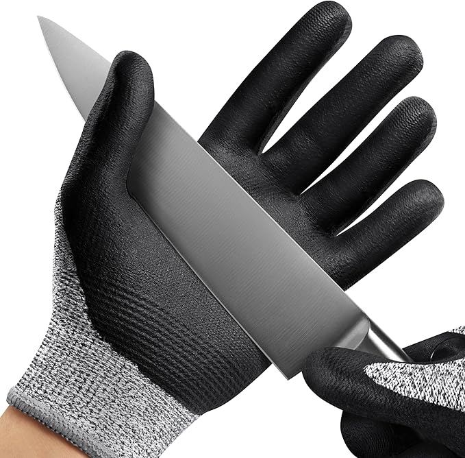 NoCry Professional Cut Resistant Work Gloves for Men and Women with Firm Grip and Waterproof Palms — Touchscreen Tips & Reinforced Thumb — Ideal for Cutting, Slicing and Dicing