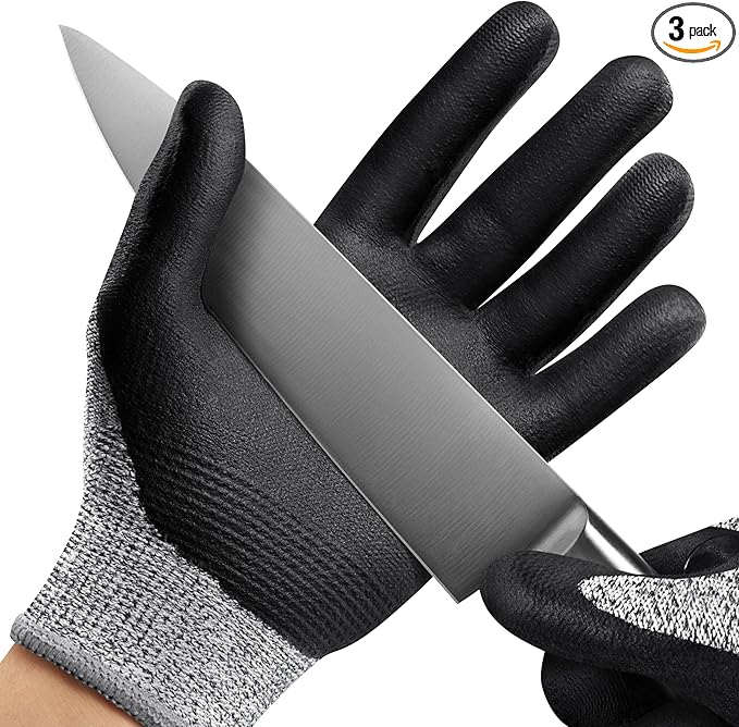 NoCry Professional Cut Resistant Work Gloves for Men and Women with Firm Grip and Waterproof Palms — Touchscreen Tips & Reinforced Thumb — Ideal for Cutting, Slicing and Dicing