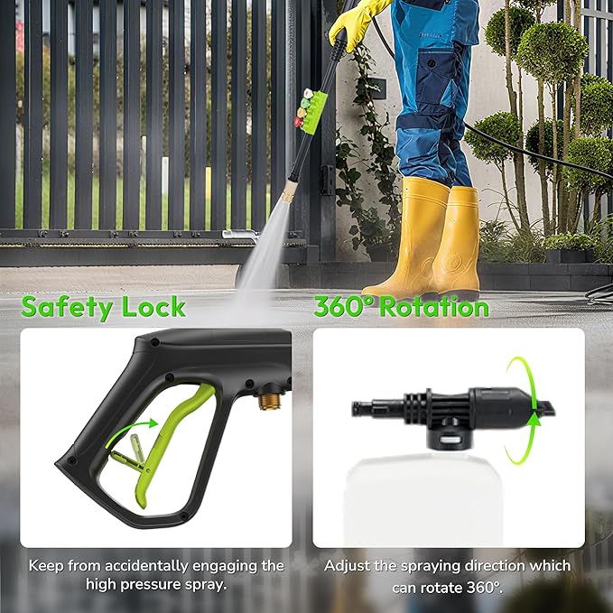 Pressure Washer Upgraded, 2100PSI, 26" Tall, 4 Quick Connect Nozzles,Inlet Hose&Filter, 6 Spray Modes for Cars/Fences/Driveways/Home Cleaning, Green