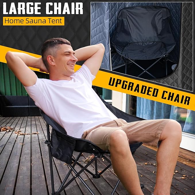 XL Portable Sauna Box, 4L Steamer Portable Steam Sauna for Home, Personal Sauna with Big Sauna Chair, Remote Control, Black, 1400W