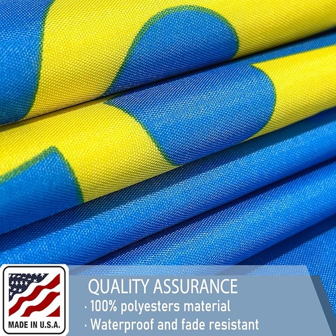 Ukraine Trident Flag 3x5 FT Made in The USA-Heavy Duty Vibrant Colors Double Sided Ukrainian UKR Flag with 2 Brass Grommets for Home/Company/Indoor Outdoor Decoration