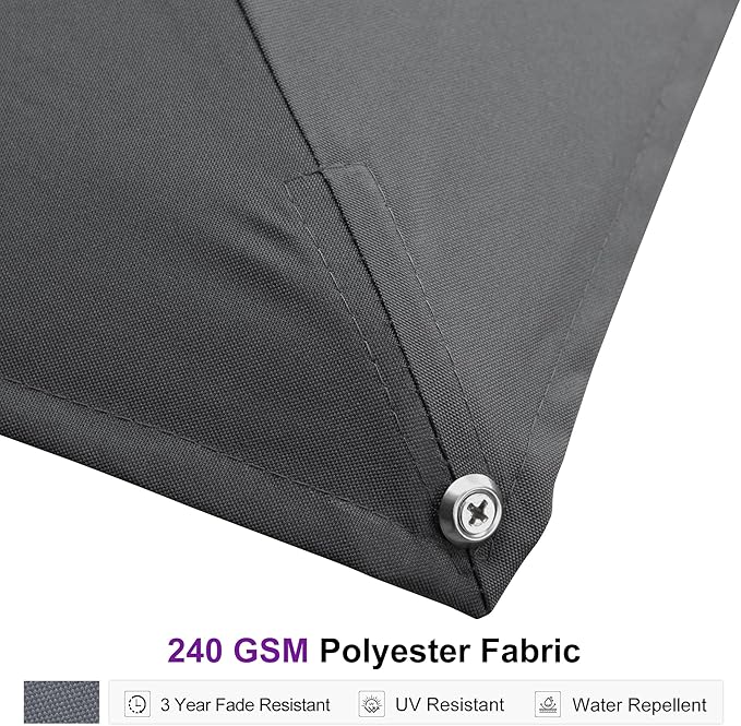 PURPLE LEAF 9' X 12' Rectangle Patio Umbrella Large Cantilever Outdoor Aluminum Offset Umbrella with 360-degree Rotation for Garden Deck Backyard Pool, Grey