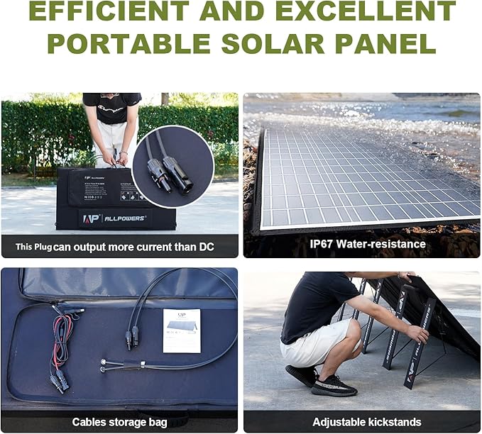 ALLPOWERS R1500 LITE 1600W/1056Wh & 3500+ Cycle LiFePO4 Battery with 4xAC Outlets, 650W MPPT, and UPS <15ms for Home, RV, Outdoor. (R1500 LITE+SP037-400W)