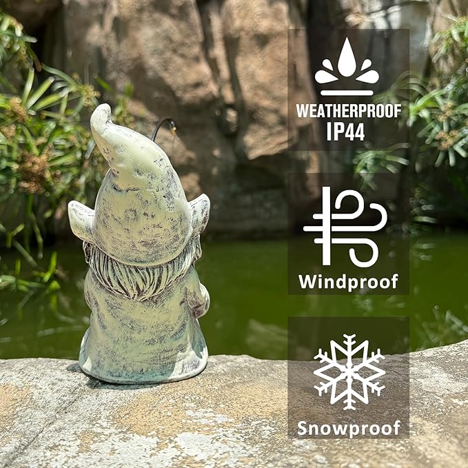 GARDEN WHISPER Gnome Statue Outdoor Garden Pond Koi Decoration, Fishing Gnome Sculpture Garden Koi Pond or Waterfall Decor, 9.7" Dwarf Fishing Poolside Statue, Great Gifts for Mom (Cartoon Style)