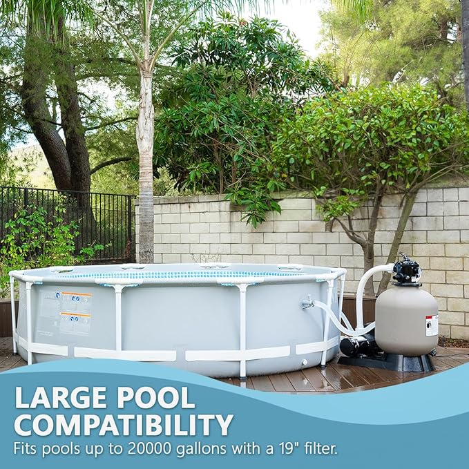 XtremepowerUS 19" Sand Filter 1.5HP Pump 4500 GPH Swimming Pumps System & Filters Combo Set Multi-Port Valve, for Domestic and Commercial Pools