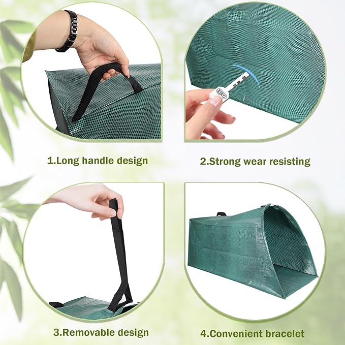 Leaf Collector, 200L Collapsible Garden Bag for Yard Waste, Reusable Heavy Duty Yard Waste Bag for Leaves, Lawn Trash, and Home Use(dustpan-shaped, 53 Gallon/200L)