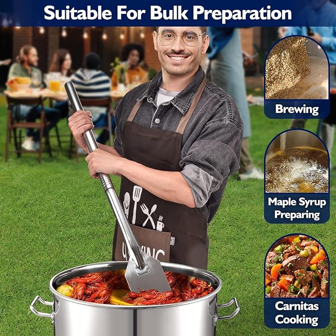 ARC 64QT Stainless Steel Seafood Boiling Kit, 200,000BTU Propane Burner and 36" Mixing Paddle, Crawfish Boil Pot for Outdoors Cooking and Steaming, Large Turkey Fryer Pot, Lobster Shrimp Pot