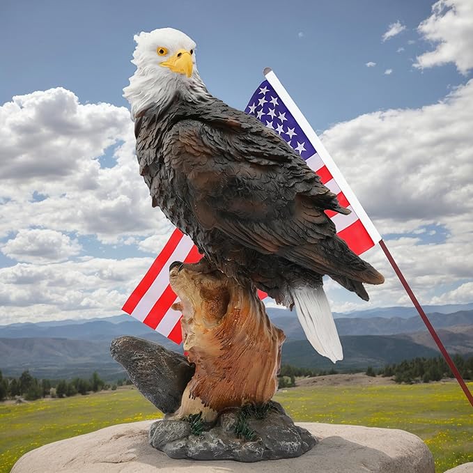 13.2" Real Eagle Outdoor Sculpture,Funny Bird Statue,Garden Beach Statue Decor,Resin Animal Seabird Ornaments,Coastal Beach Decor,Patio Decor for Outdoor Table Decorfor Garden,Lawn,Yard