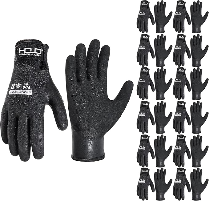HANDLANDY Waterproof Work Gloves for Cold Weather, Insulated Winter Freezer Work Gloves with Grip for Men & Women