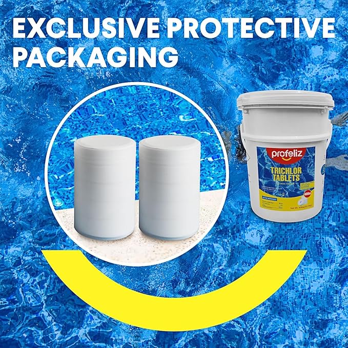 PROFELIZ 3 Inch Pool Chlorine Tablets, Slow-Dissolving Spa Sanitizer Eliminate Bacteria Algae Stabilized Chlorine for Swimming Pools Hot Tubs Spa Treatment (40lbs)