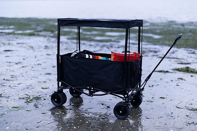 Nice C Wagon with Canopy, Collapsible Wagon, Foldable Wagons, 30W Portable Solar Panel w/USB, Type-C & DC Charging Cable, All-Terrain Wheels