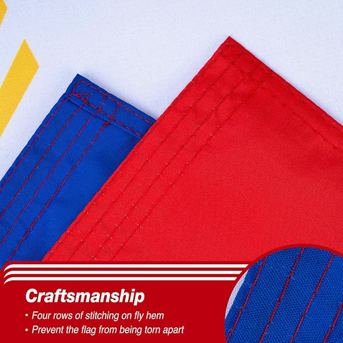 Philippines Filipino Flag 3x5 ft Outdoor, Double Sided 3 Ply Heavy Duty National Flag for PH, 100% Quality Polyester Filipino Banner with Brass Grommets 4 Rows Stitches