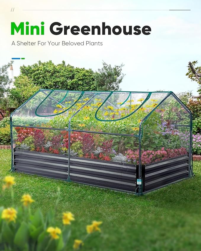 Quictent Portable Mini Cloche Greenhouse w/ Elevated Bottom, Reinforced High Light Transmission Waterproof UV-Resistant Hot House for Indoor Outdoor, w/ 50 T-Shaped Plant Tag, 71" x 36" x 36" (Clear)